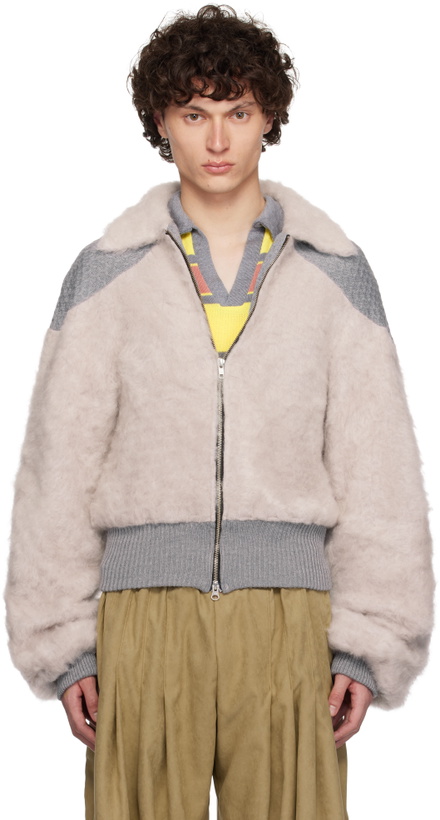 Photo: ANDREJ GRONAU Gray Knitted Mohair & Merino Bomber Jacket