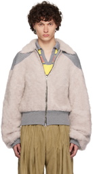 ANDREJ GRONAU Gray Knitted Mohair & Merino Bomber Jacket