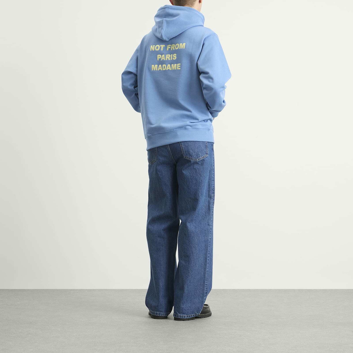 Drôle de Monsieur Men's Slogan Hoodie in Atlantic Blue