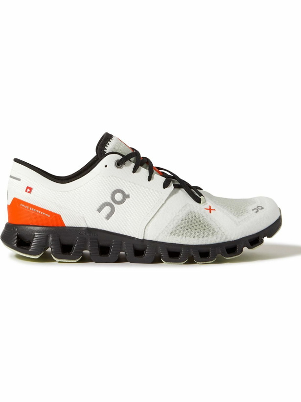 Photo: ON - Cloud X 3 Rubber-Trimmed Mesh Running Sneakers - White