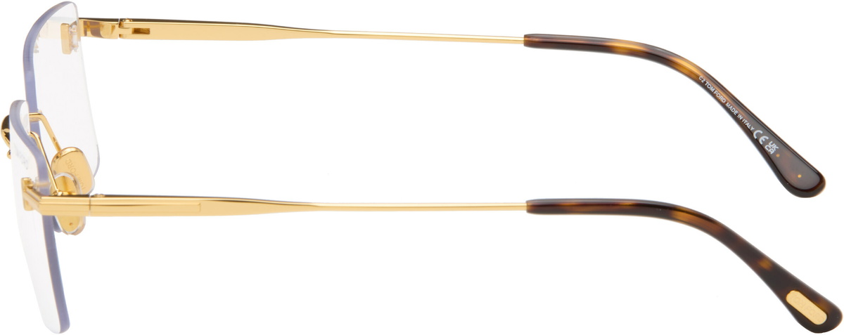 TOM FORD Gold Rectangular Blue Light Glasses