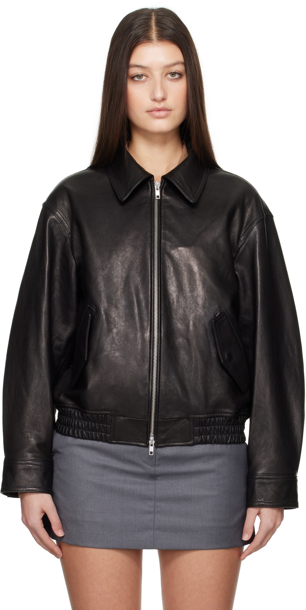 ジャケット Dunst Jackets Dunst Leather Half Jacket in Black | REVOLVE