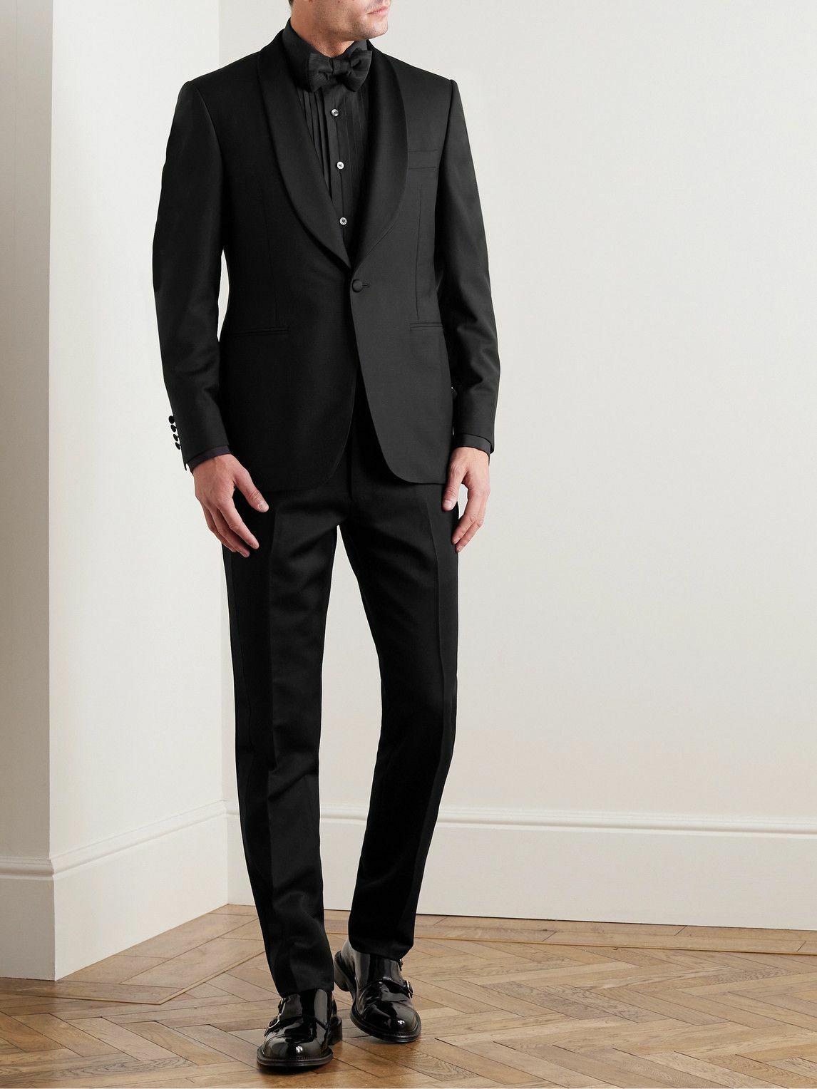 Canali SatinTrimmed Wool and MohairBlend Tuxedo Jacket Black Canali
