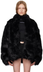 MISBHV Black Funnel Neck Faux-Fur Jacket