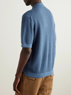 Piacenza Cashmere - Honeycomb-Knit Cotton Polo Shirt - Blue