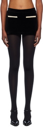 OPEN YY Black Velvet Picot Miniskirt