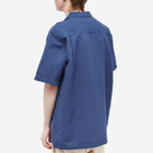 Universal Works Men's Hemp Cotton Camp Shirt in Washed Navy