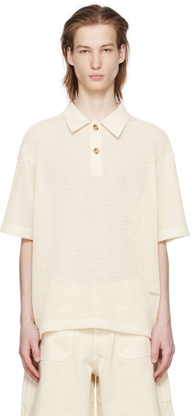 Photo: AFTER PRAY Off-White Mesh Polo