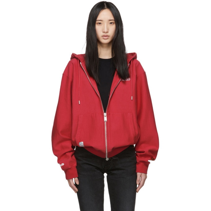 Photo: Heron Preston Red Style Zip-Up Hoodie