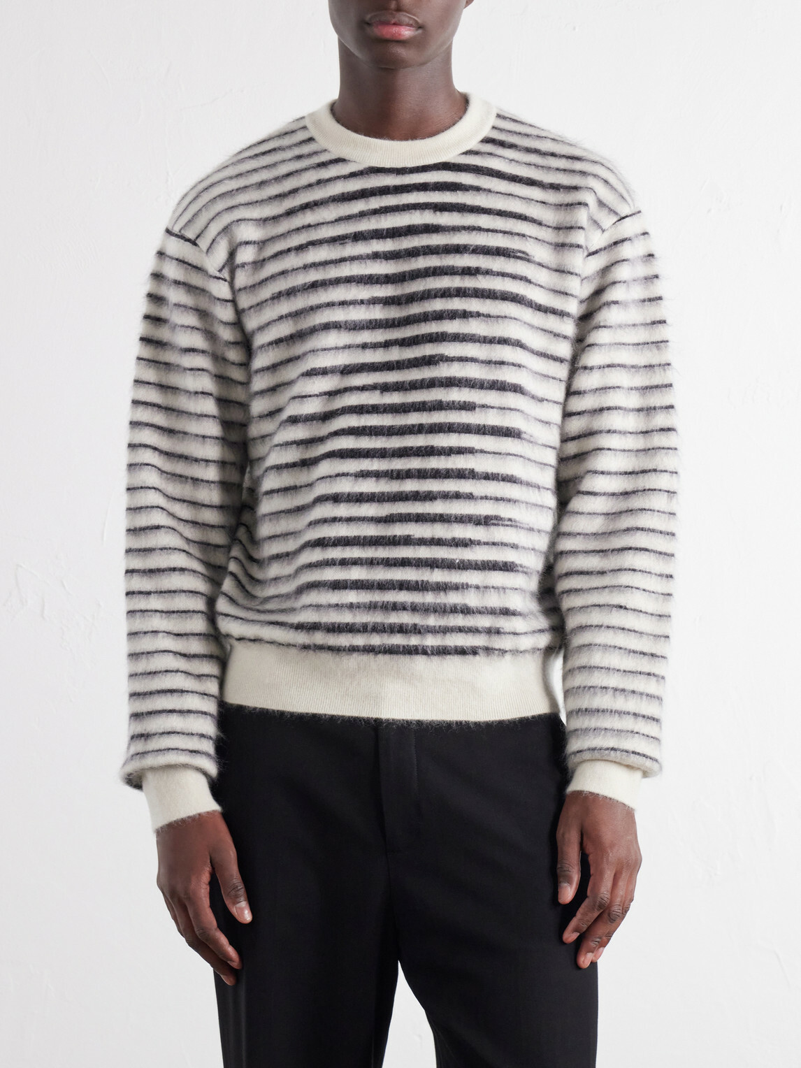TOM FORD - Striped Mohair-Blend Sweater - White