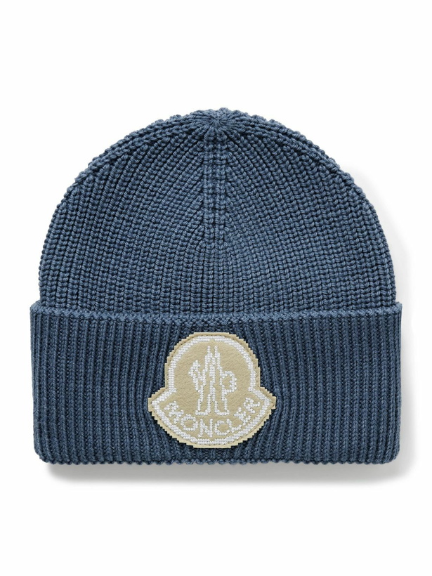 Photo: Moncler - Logo-Appliquéd Ribbed Virgin Wool Beanie