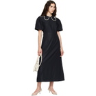 Simone Rocha Black Puff Sleeve Petal Collar Midi Dress