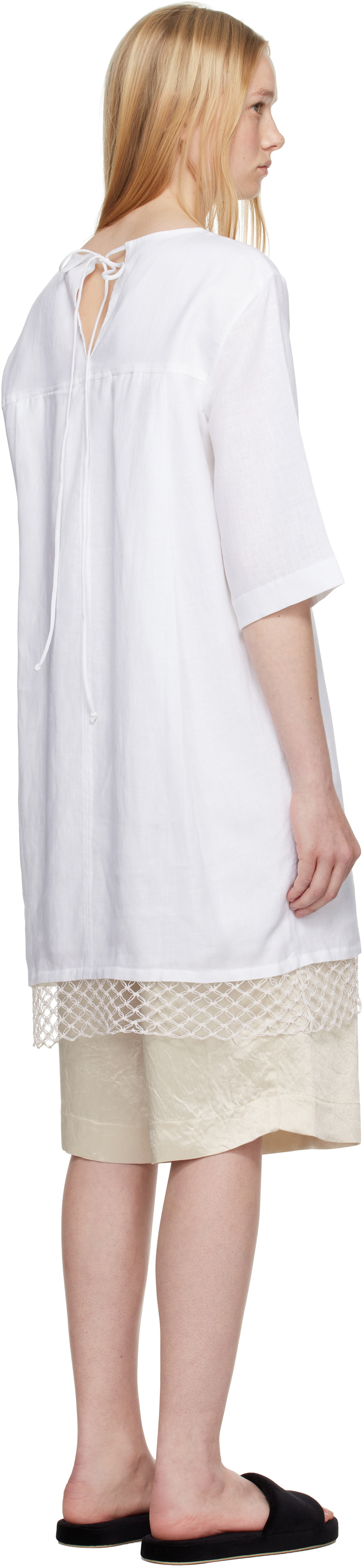 Maria McManus White T-shirt Cocoon Macrame Minidress