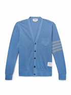 Thom Browne - Logo-Appliquéd Striped Cotton-Piqué Cardigan - Blue