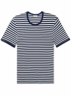 Schiesser - Friedrich Slim-Fit Striped Ribbed Organic Cotton-Jersey T-Shirt - Blue