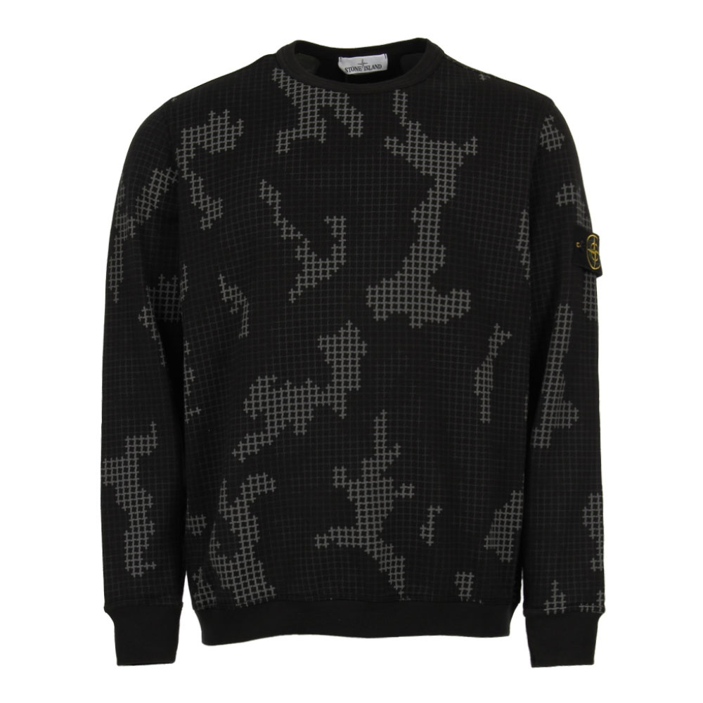 Sweatshirt Check Grid Camo - Black