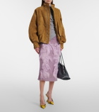 The Attico Feather-trimmed knitted midi skirt