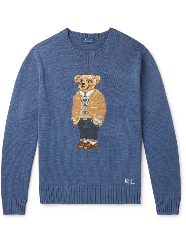 Photo: POLO RALPH LAUREN - Intarsia Cotton Sweater - Blue - M