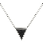 Saint Laurent Silver Leather Triangle Necklace