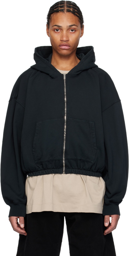Photo: B1ARCHIVE Black Zip Up Elastic Waist Hoodie