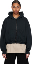B1ARCHIVE Black Zip Up Elastic Waist Hoodie