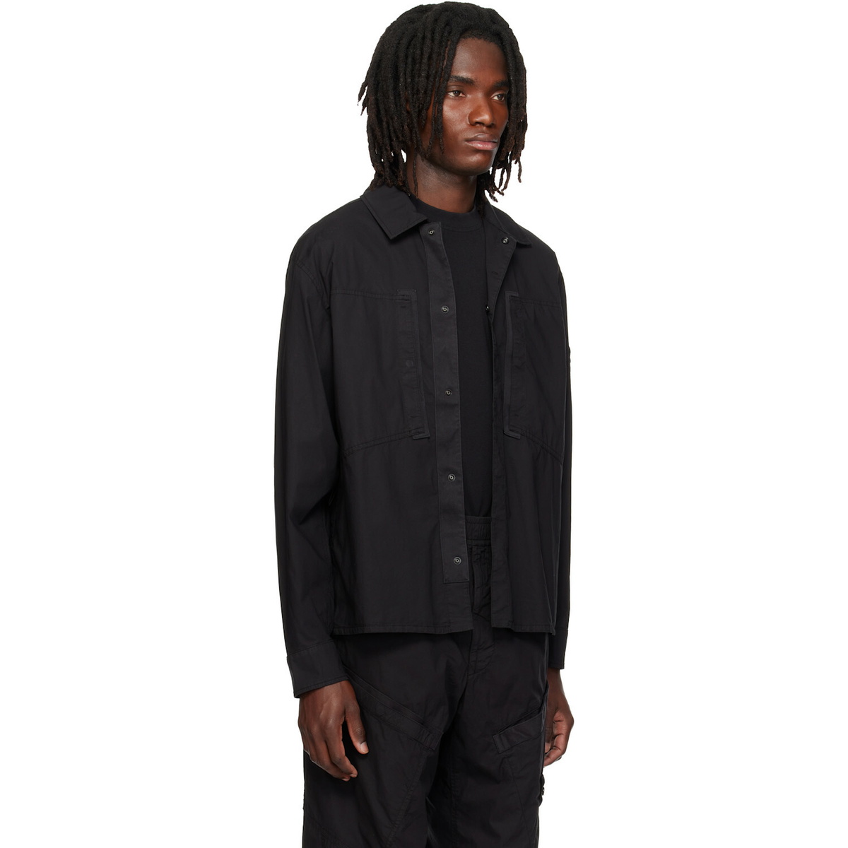 Stone Island Black 1200005 Stretch Cotton Tela 'PARACADUTE' Shirt