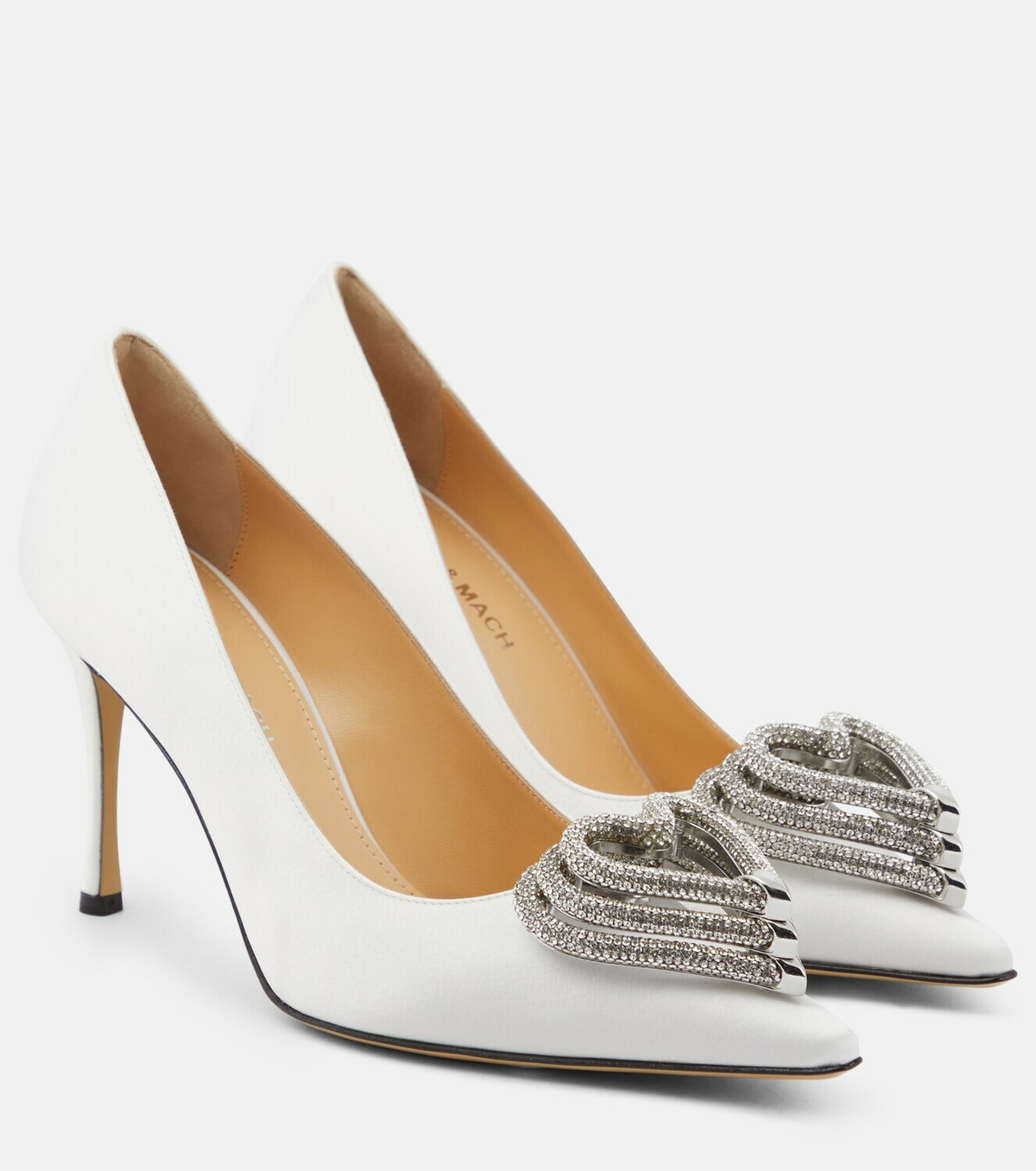 Mach & Mach Triple Heart embellished satin pumps MACH & MACH