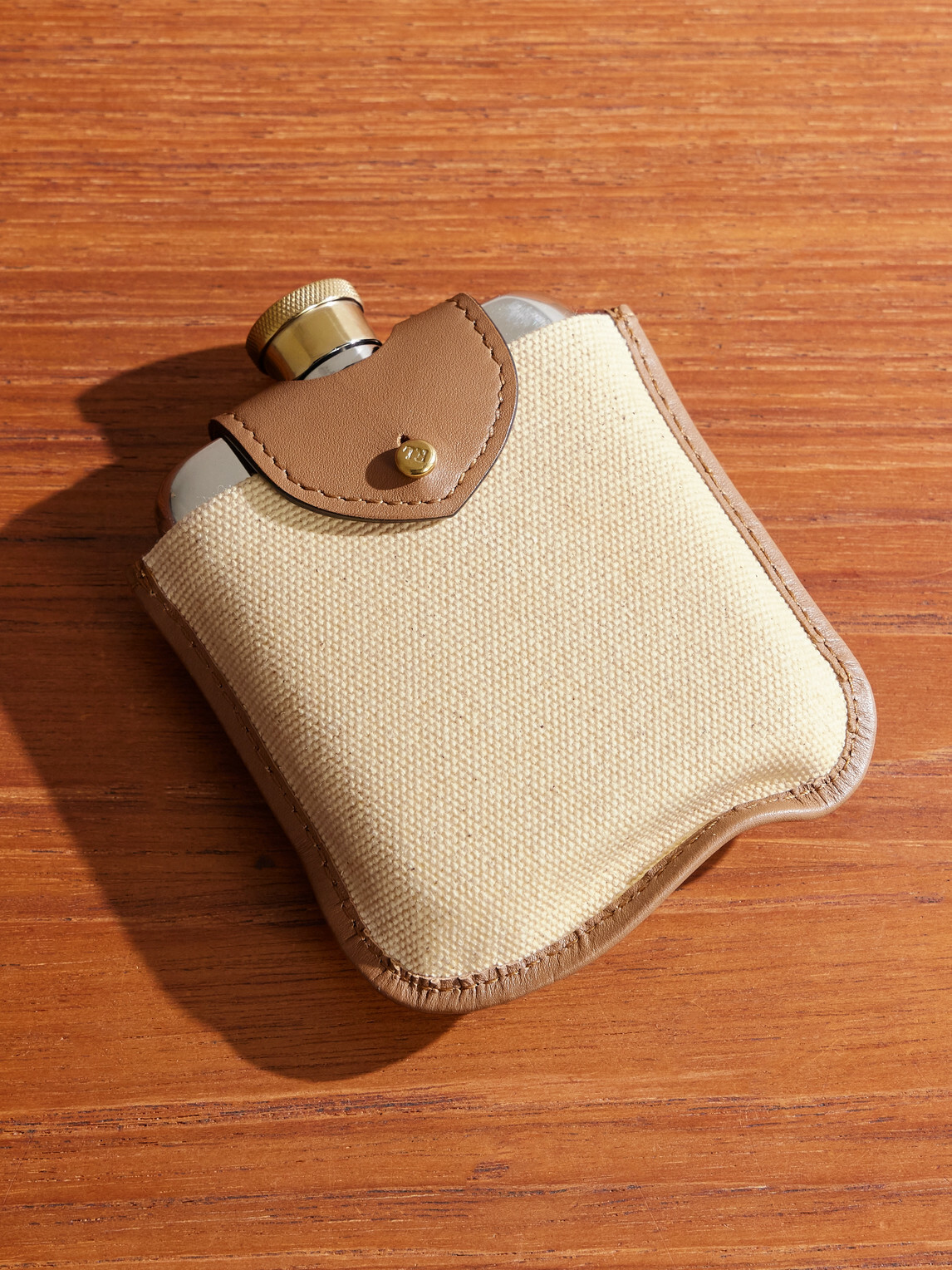Ralph Lauren Home - Garrett Silver- and Gold-Tone Flask with Leather and Canvas Case