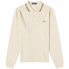 Fred Perry Men's Long Sleeve Twin Tipped Polo Shirt in Oatmeal/Nutflake/Field Green