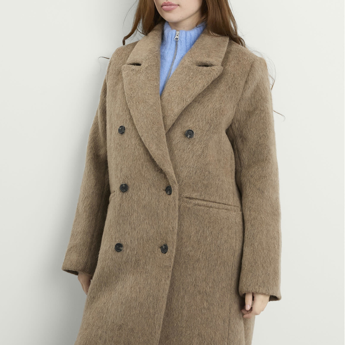 Samsøe Samsøe Women's Sajilla Hairy Wool Coat in Pale Fossil Melane