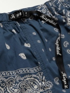 KAPITAL - Straight-Leg Belted Bandana-Print Patchwork Cotton-Twill Shorts - Blue