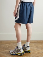 Balenciaga - Straight-Leg Embroidered Striped Swim Shorts - Blue