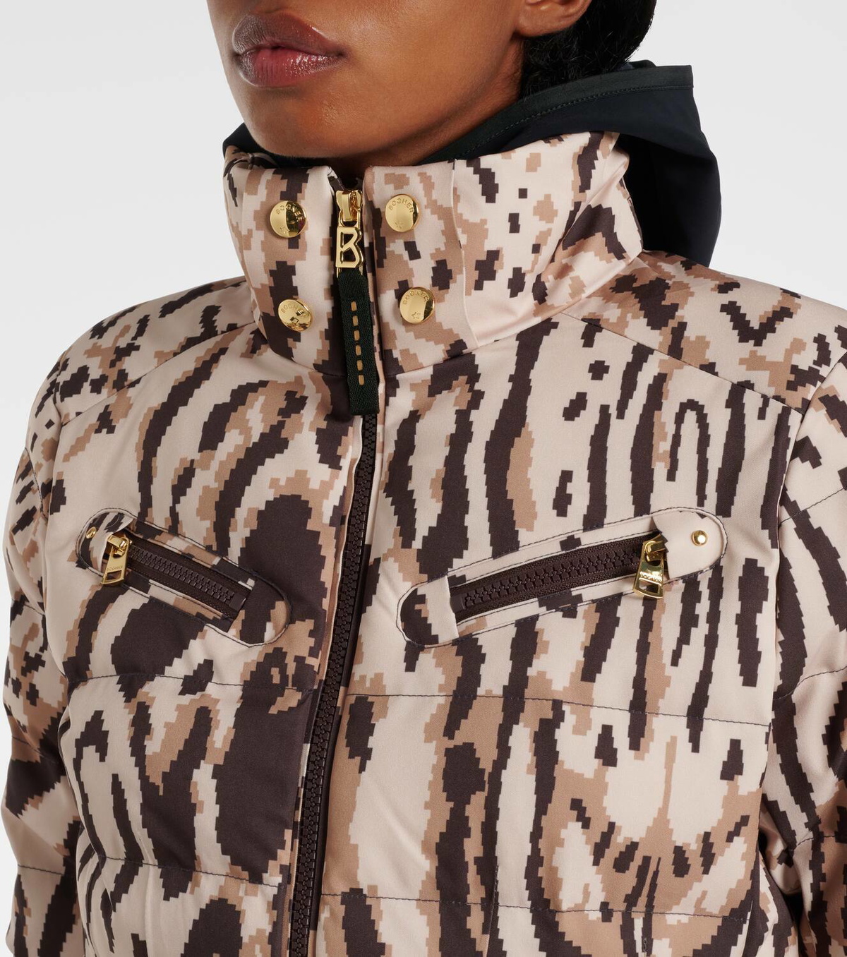 Bogner Ellya leopard-print belted ski jacket