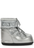 Moon Boot Icon Padded Metallic Satin Snow Boots Silver