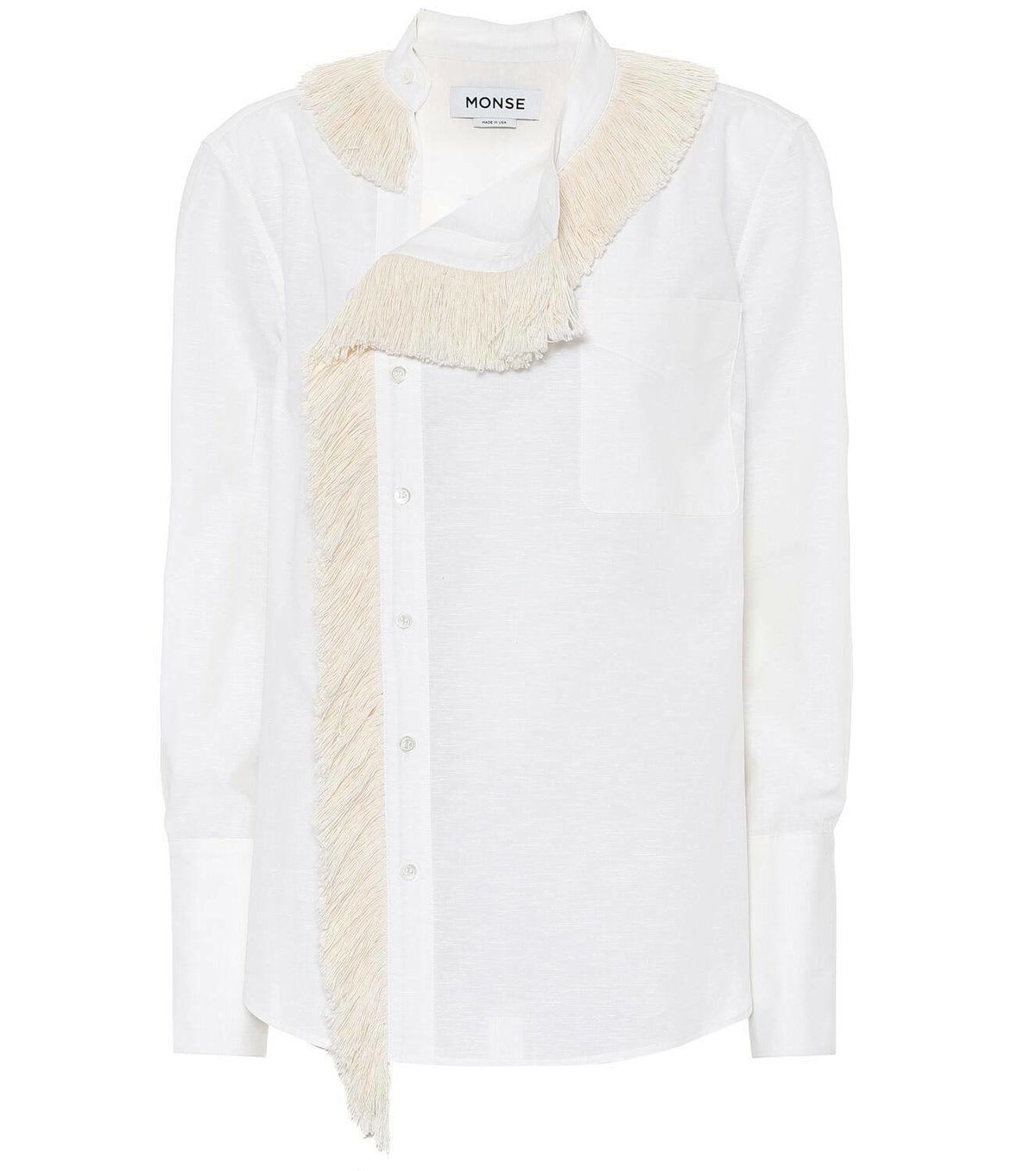 Monse Fringe-collar cotton and linen shirt
