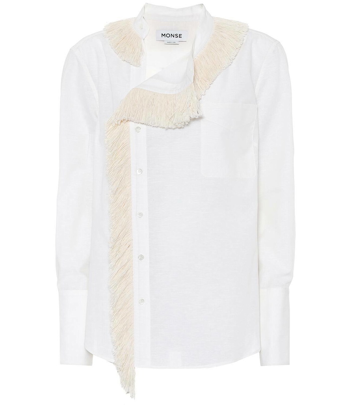Photo: Monse Fringe-collar cotton and linen shirt