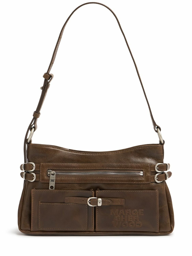 Photo: MARGESHERWOOD Flat Pocket Washed Leather Shoulder Bag