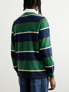 Pop Trading Company - Oversized Logo-Applqiuéd Striped Cotton-Jersey Polo Shirt - Green