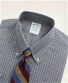 Brooks Brothers Men's Stretch Milano Slim-Fit Dress Shirt, Non-Iron Twill Mini-Check Button Down Collar | Grey