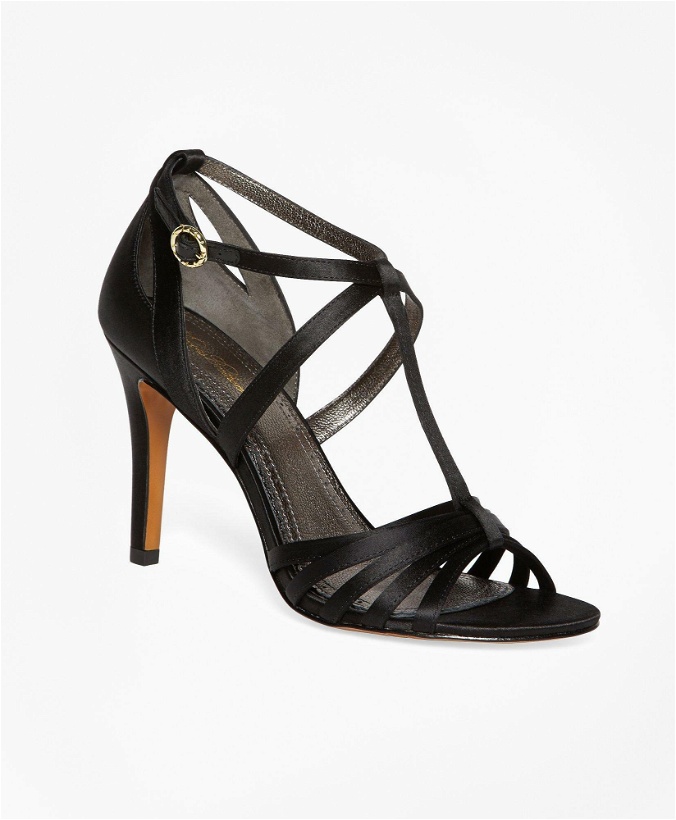 Photo: Brooks Brothers Women's Satin High-Heeled Sandals Shoes | Black