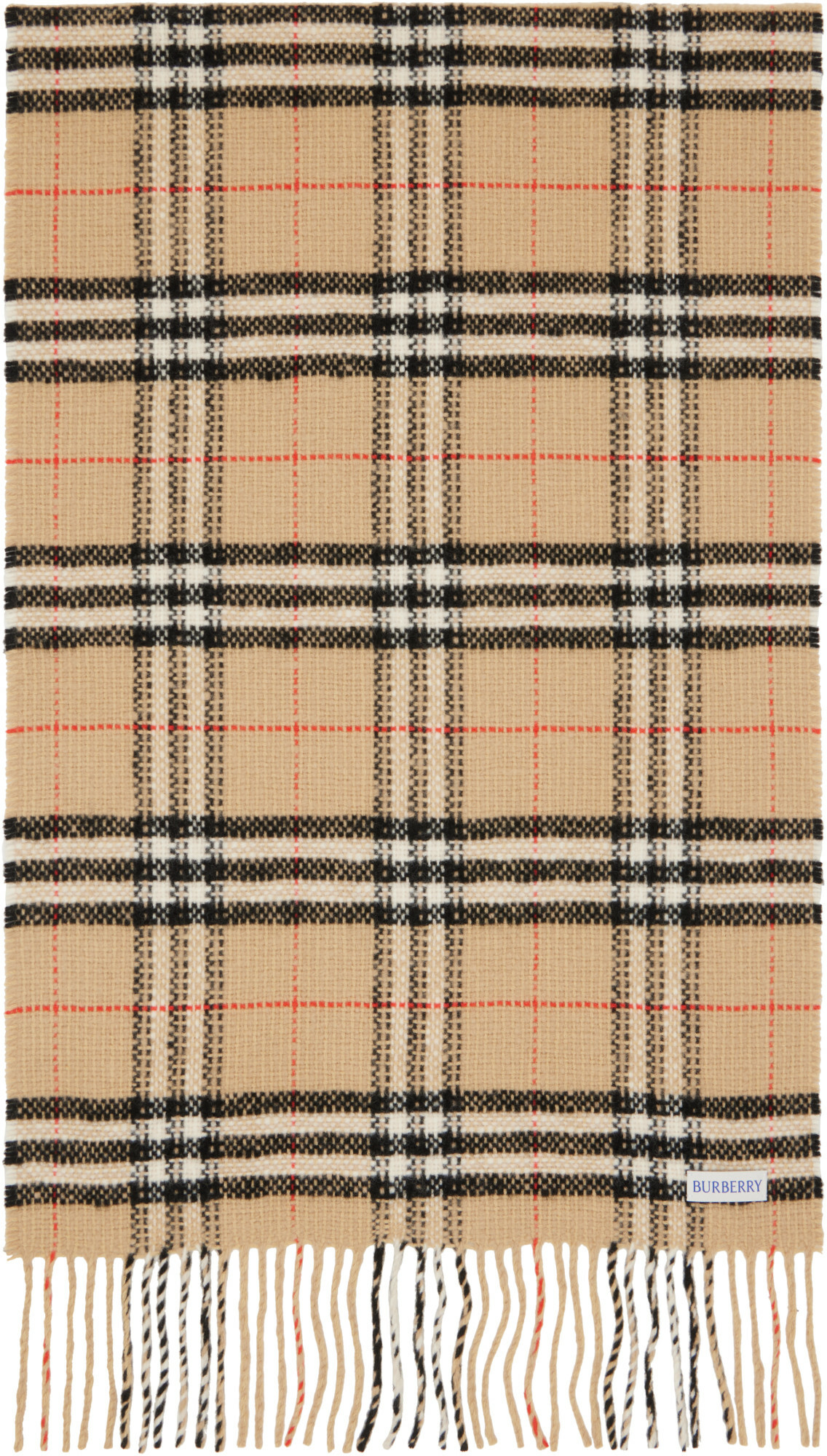 Burberry Beige Check Wool Cashmere Scarf