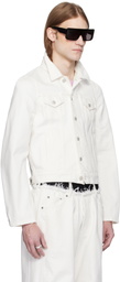 ALAINPAUL White Molded Shoulder Denim Jacket