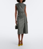 Erdem Bow-detail herringbone draped midi dress