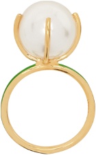 VEERT Gold & Green Pearl Stack Ring