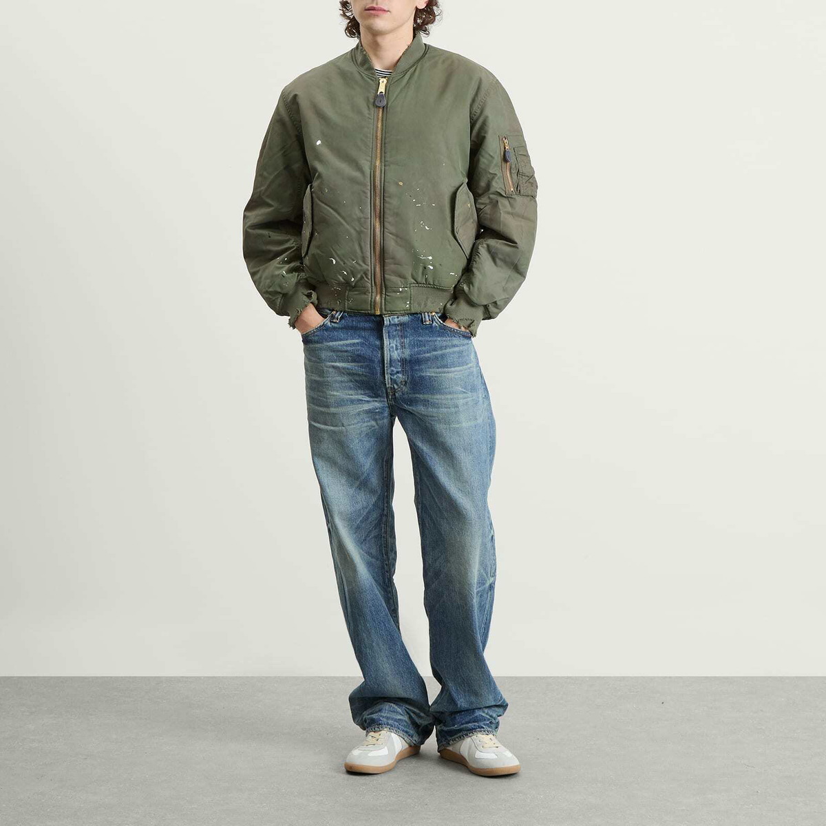 Mastercraft Union Men's Kaiga Washed Nylon Bomber Jacket in Green