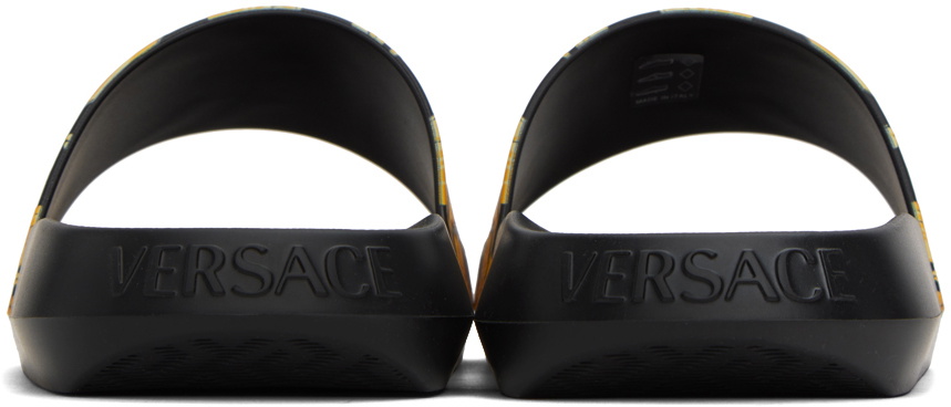 Versace Black & Gold Barocco Slides Versace