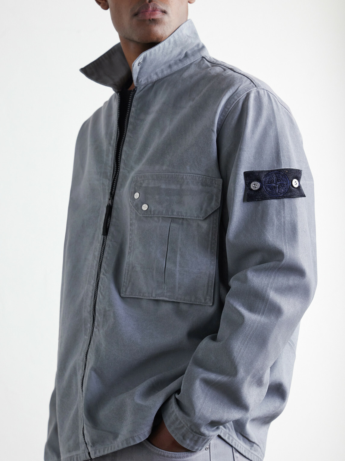 Stone Island - DENIM Corroded Bull Denim-TC Overshirt - Gray