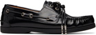 Toga Virilis Black Leather Boat Shoes
