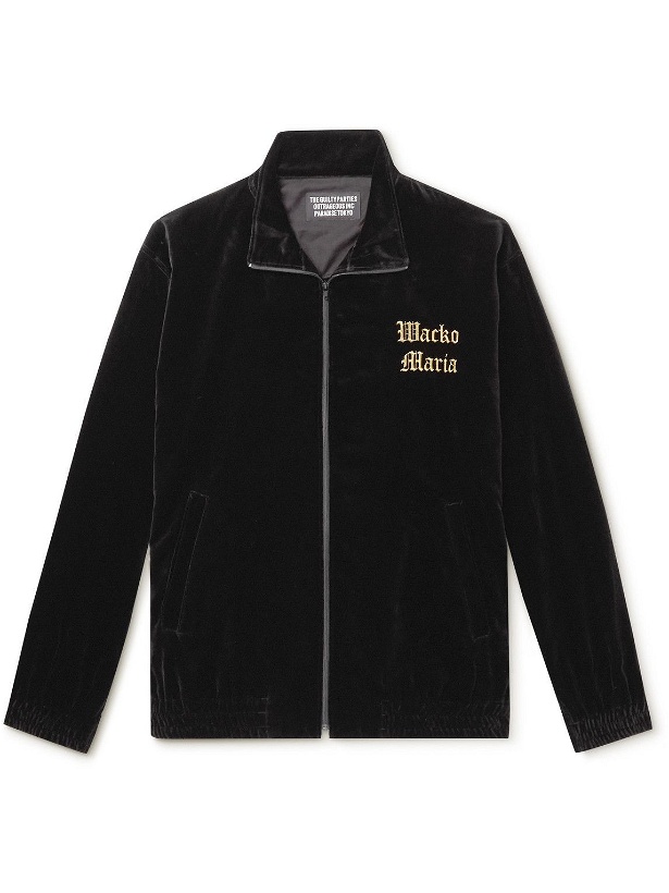 Photo: Wacko Maria - Logo-Embroidered Cotton-Velvet Track Jacket - Black