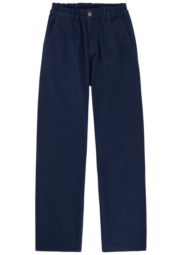 Photo: Forét Straight-leg Twill-cotton Trousers Navy